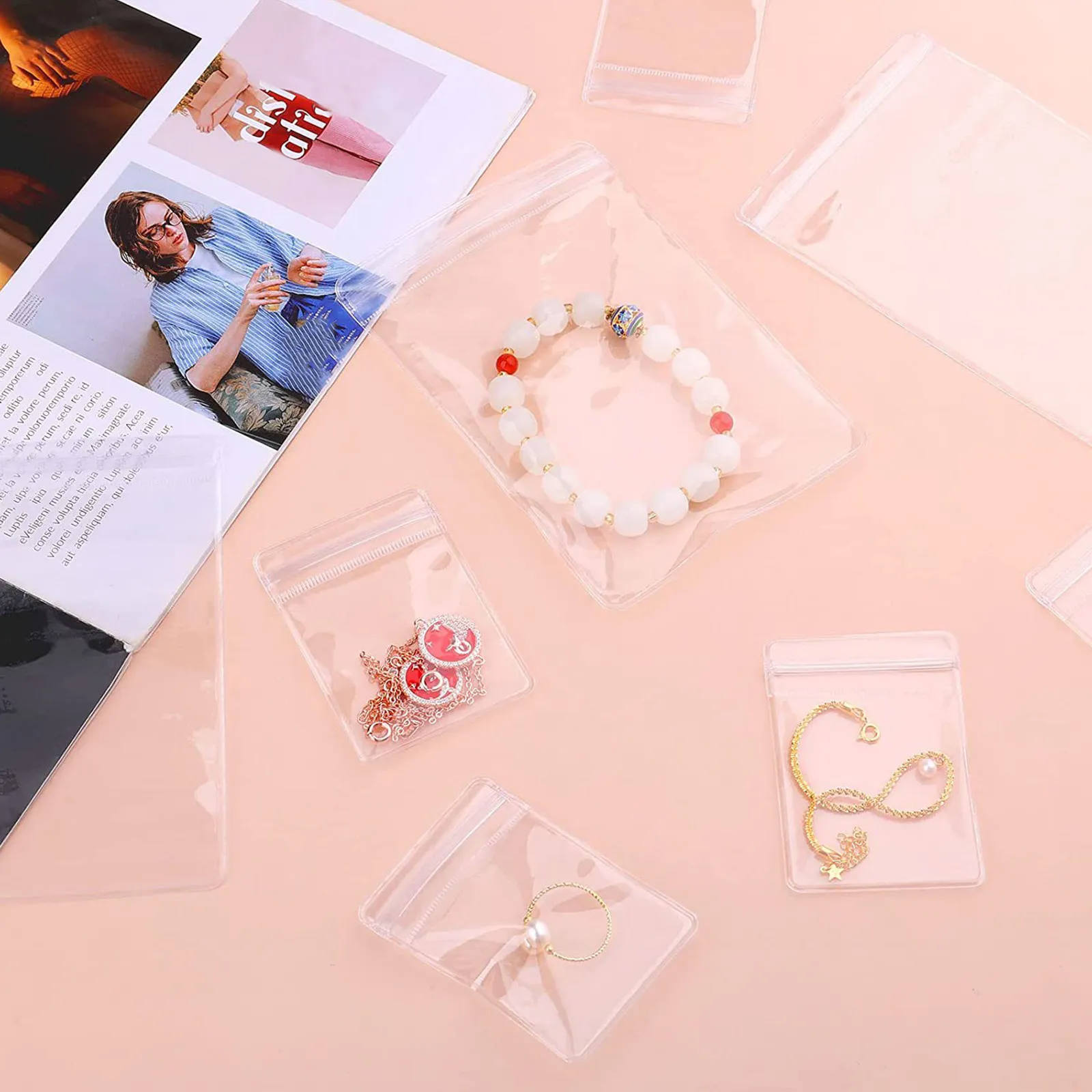 

120Pcs Jewelry Bags Waterproof Necklace Bags Transparent Pouches for Travel Shopping Oxidation Proof Jewelry Pouches