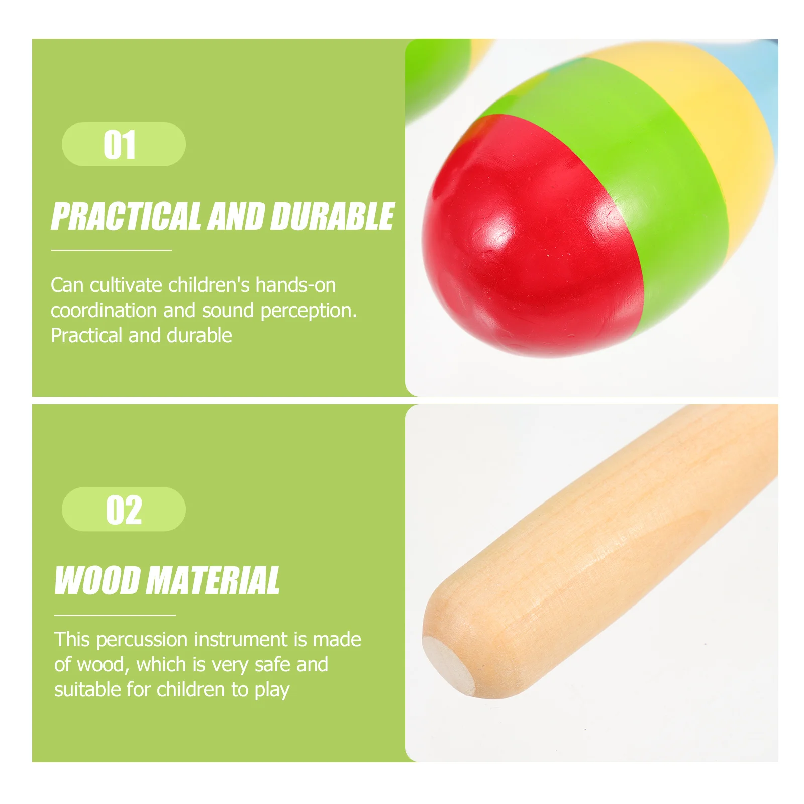 2Pcs Wooden Sand Musical Instrument Early Learning Educational Plaything Children Percussion Instrument Baby Music