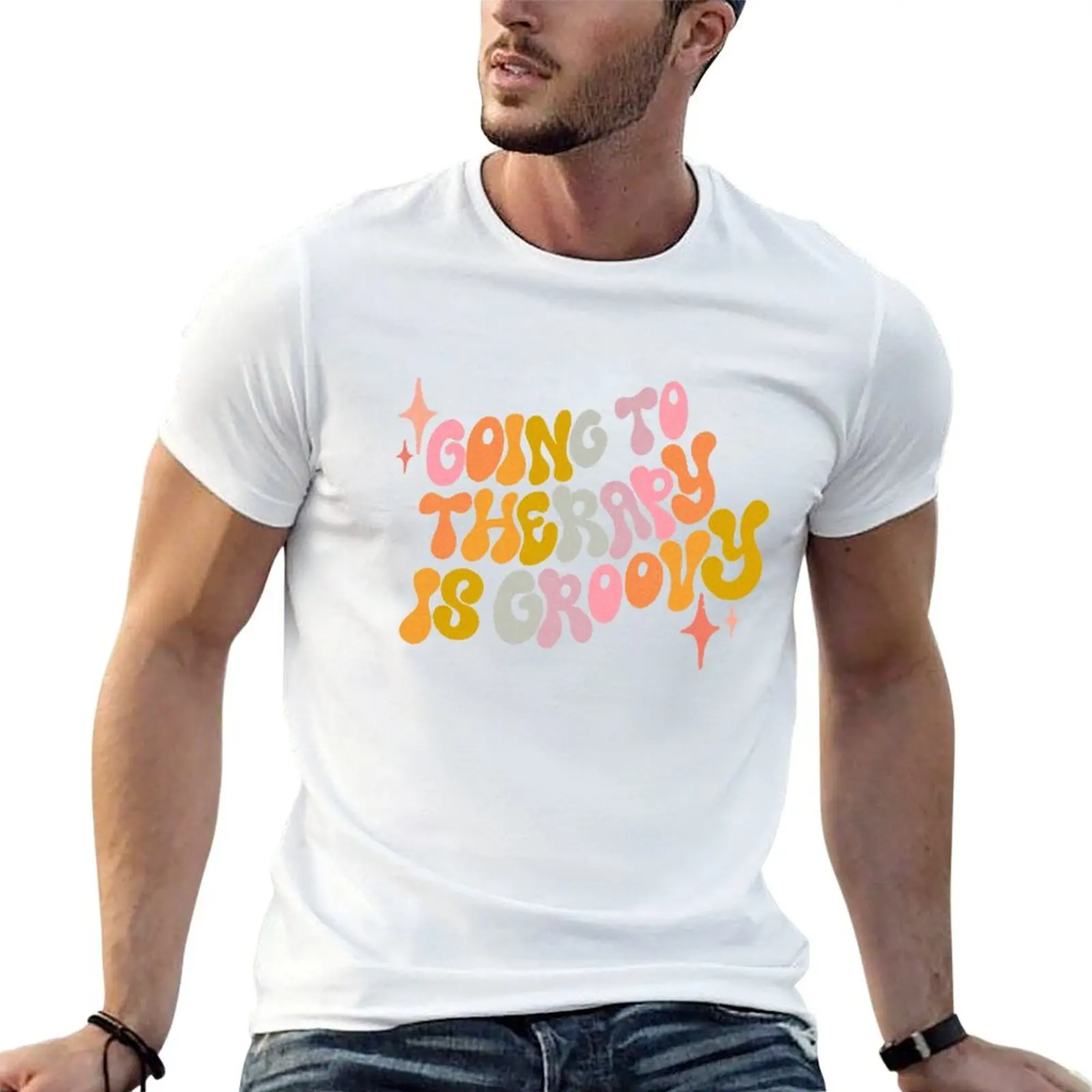 Going to therapy is groovy - 70s bubble letters T-Shirt Plus Size Gym Sports T-Shirt