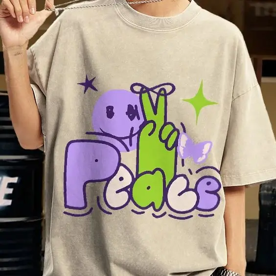 

Уличная футболка унисекс Customscool — свободная и свободная посадка, плотная хлопчатобумажная ткань, забавный дизайн с мультяшным принтом