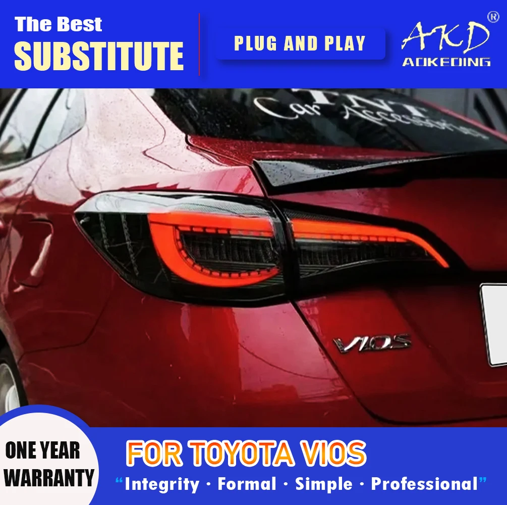 

AKD Tail Lamp for Toyota Vios LED Tail Light 2018-2023 Vios Rear Fog Brake Turn Signal Automotive Accessories