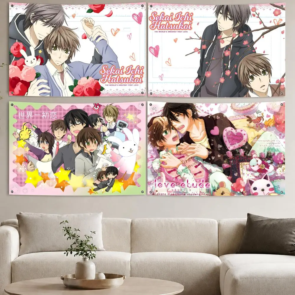 Tapiz de Pared Estético con Estampado de Banderas de Anime Clásico S-Sekai-ichi Hatsukoi, Decoración para Sala de Estar, Fiestas y Exteriores