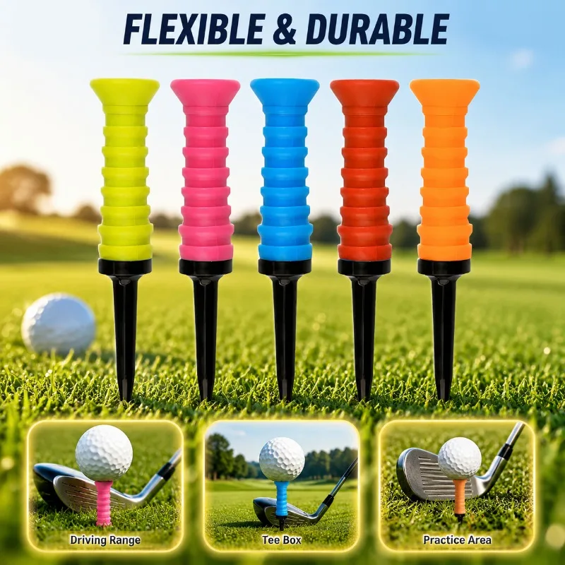 Flexible Elastic Golf Tee Crafted From Soft Rubber and Sturdy Plastic with Limiting Stop Design Spring Buffer Structure Cushions