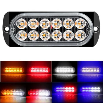 12 Led Strobe Yan Uyarı Işığı Strobe Yanıp Sönen Lightbar Araba Kamyon Beacon Lambası Amber Sarı Beyaz Trafik Işığı 12 V - 24 V