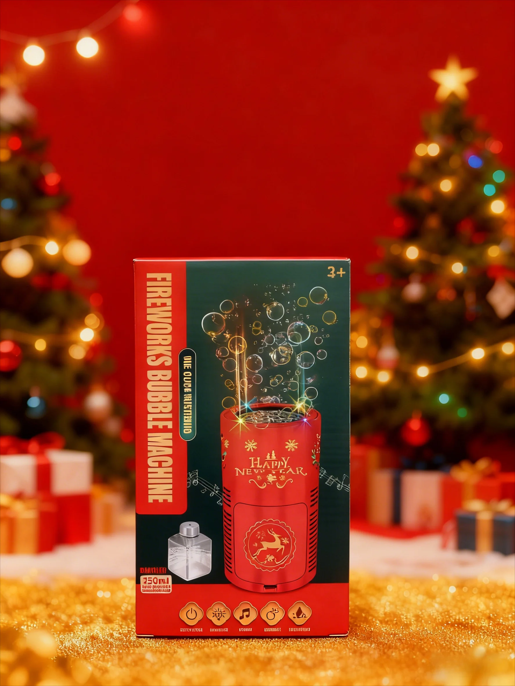 Maszyna do robienia bańek mydlanych z 38 otworami, elektroniczna, automatyczna, na podłogę, prezenty świąteczne, zabawki świąteczne.