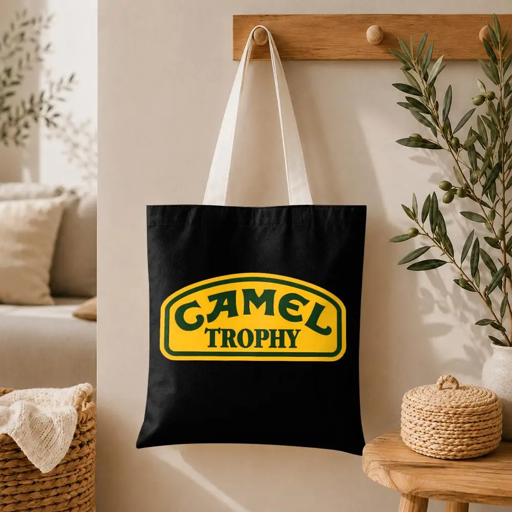 D-Defender Camel Trophy Storage Bags Large Capacity Canvas Tote Bag Double-Sided Print Shoulder Handbag for Daily Shopping