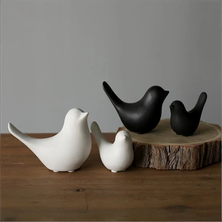 Modern Minimalist Black Ceramic Bird Abstract Ornament Home Decorative Item for Model Rooms