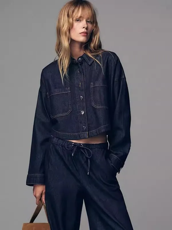 

Sli Женская джинсовая одежда Long Sve с отложным воротником или Верхняя одежда для женщин Autumn Faion Hong Kong Sle ZA2025