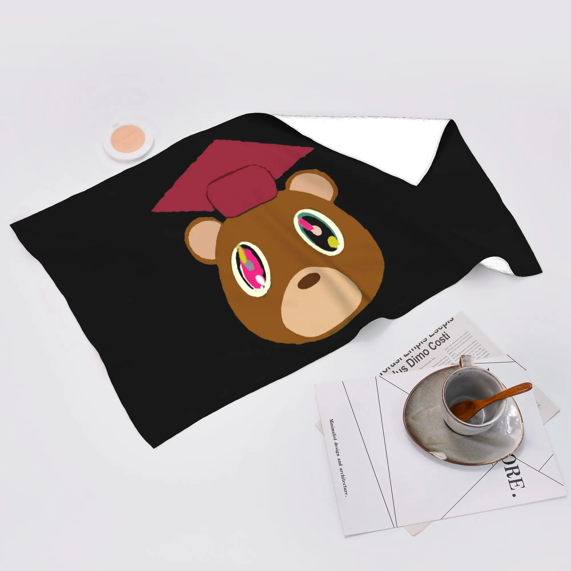 Custom Kanye West Dropout Bear Chicago Vintage Graduation Soft Face Towel Quick Dry Pool Bath Cotton Towels Absorbent