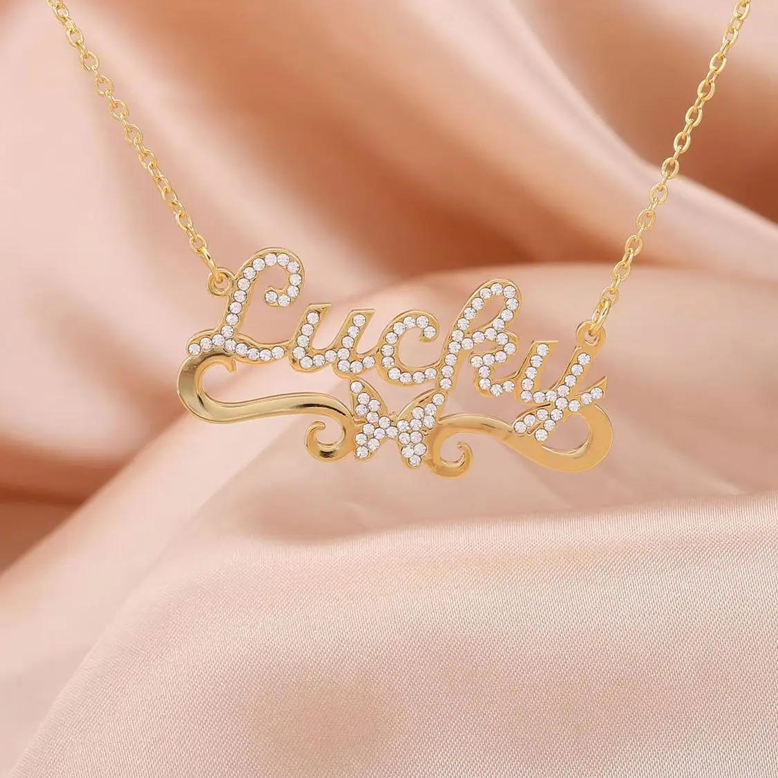 

Customized Butterfly Necklace Personalized Letter Pendant Zircon Jewelry Gift Nameplate Necklace Gift for Daughter Jewelry