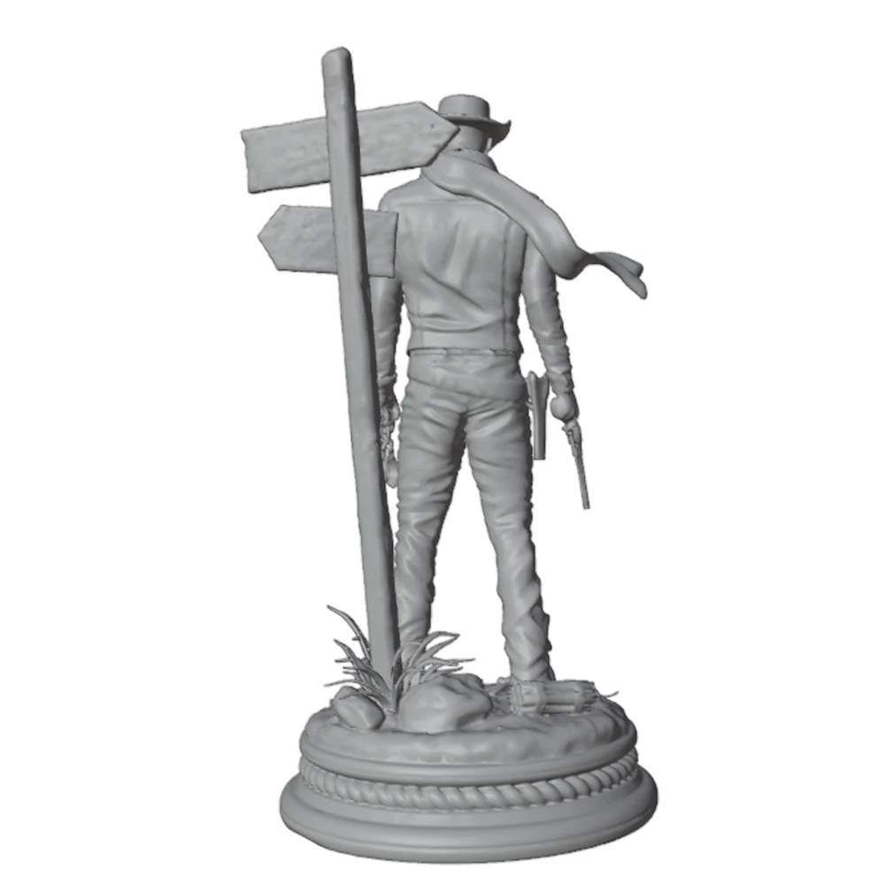 1/24 desktop decoration, western cowboy style resin model set, GK mini 3D printed grey model doll, DIY doll model, not colored