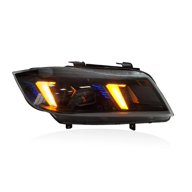 -For Upgraded  Style LED Headlight Assembly for B 3 Series E90 E91 2005-2012 Dual-Color Switchback Yellow White DRL Front Lamp^