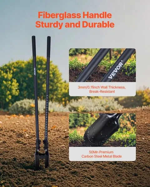 حفار آخر مع علامات مقبض من الألياف الزجاجية مقاس 57.5 بوصة حفار ثقب يدوي