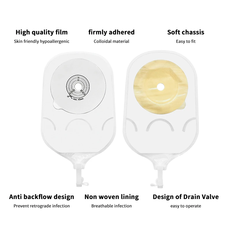 

Disposable Urostomy Bags With Measuring Card Can Be Cut Ostomy Bags For Ostomy Patient Opening 15-45mm With Urination Valve
