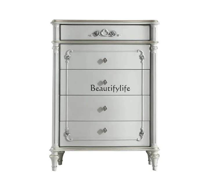 

ls 27 French light luxury solid wood chest of drawers European bedroom vertical cabinet carved drawer decorative locker