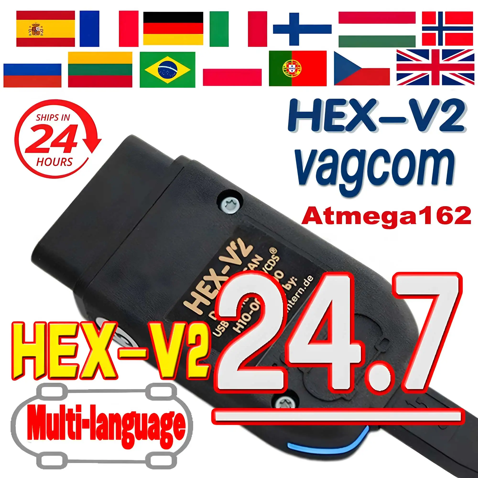 2025 новейший сканер VAG COM 24,7, кабель для инструментов OBD2, диагностический многоязычный HEX V2 VCDSCAN VAG COM для VW для AUDI Skoda Seat