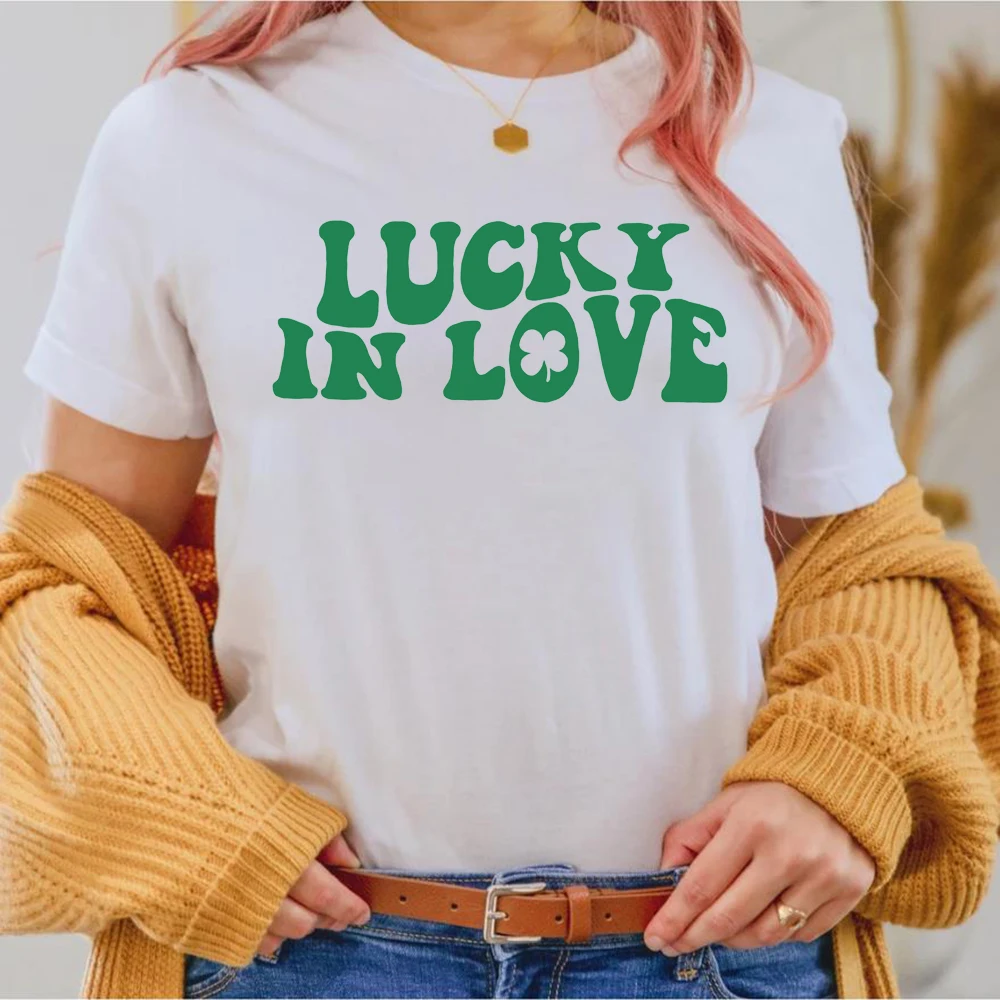 Lucky In Love St Patricks Day Bachelorette Party Shirts Irish Shamrock St Patty Tee Bride Bad Boozy Shirt Womens Summer Tshirt