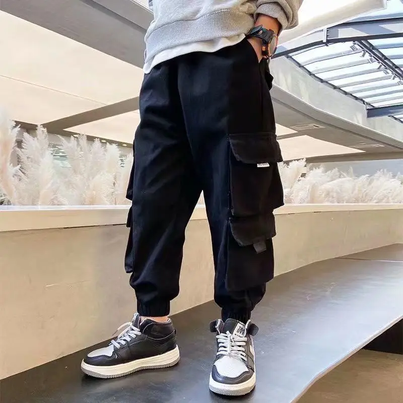 Boys Cargo Pants Spring and Autumn Clothing  New Children\'s Pants Boys Loose Casual Pants Middle and Children Fashionable Pants