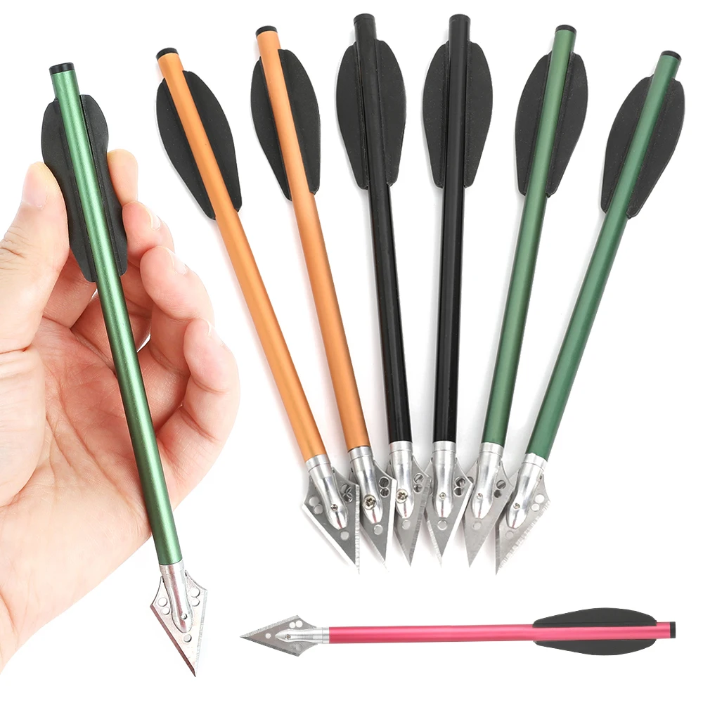 6 قطعة سهام ألومنيوم للرماية أطراف فولاذية قابلة للاستبدال 6.3 بوصة مع دوارات 1.8 بوصة لممارسة الصيد والنشاب والرماية الهدف Acc #5