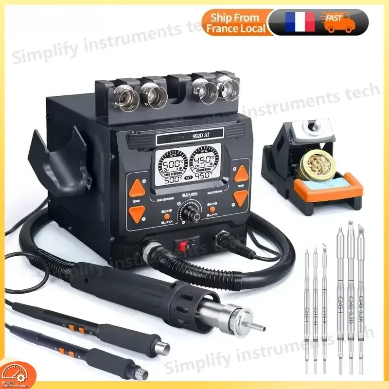 Silverflo 992D III 1220W Soldering Station with Precision Hot Air Rework System Compatible with C210 C245 Soldering Iron