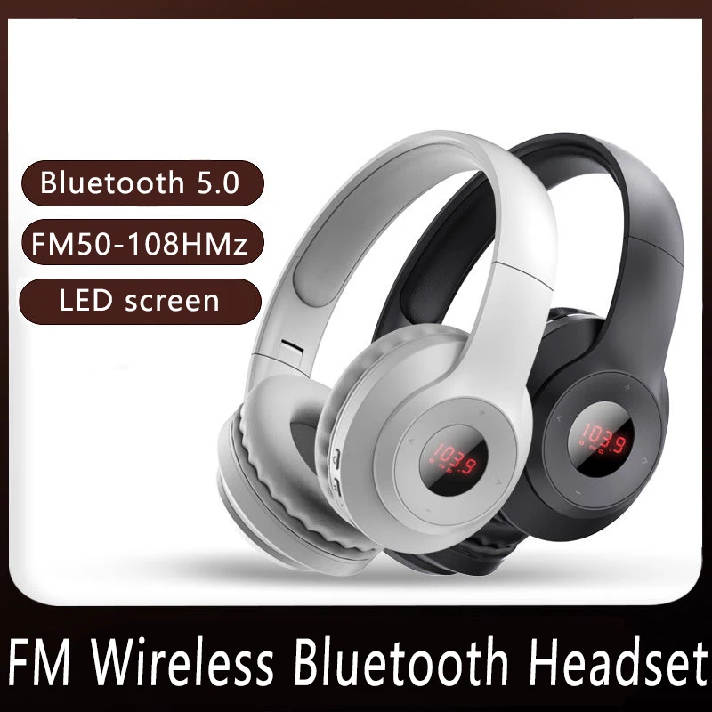 

Bluetooth Wireless Headphones Foldable FM Headset HIFI Stereo Wired Earpiece 3.5mm Jack Sports Earphone 50MHz-108MHz 650mA Power