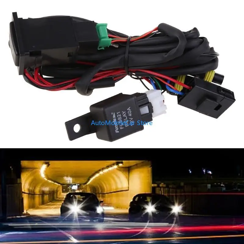 G8TE Upgraded Car Light Button 12V Fog Lamp with On/Off Switch Fog Lamp Harnes