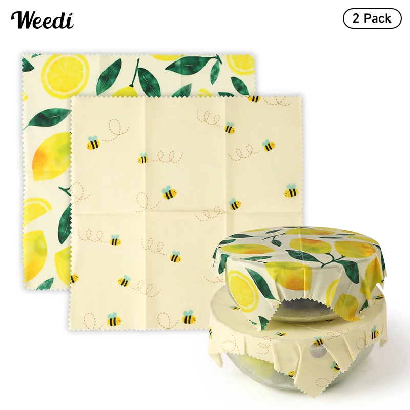 

WEEDI 2 PCS Organic Beeswax Wrap Bee Good Wraps Sustainable Beeswax Food Wrap Reusable beeswax wrap for homemade sourdough breac