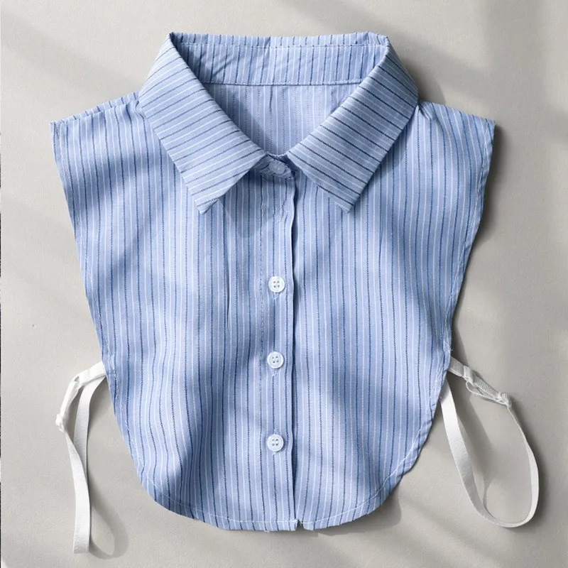 Girls Fashion Detachable Shirt Collar Pure Cotton Striped Korean Style Base Layer