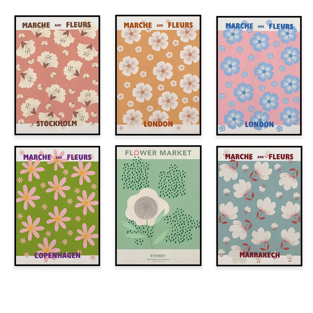 

Marche Aux Fleurs Prints, Sydney, Marrakech, London, Amsterdam Flower Market Posters, Matisse Floral Wall Art, Botanical Posters