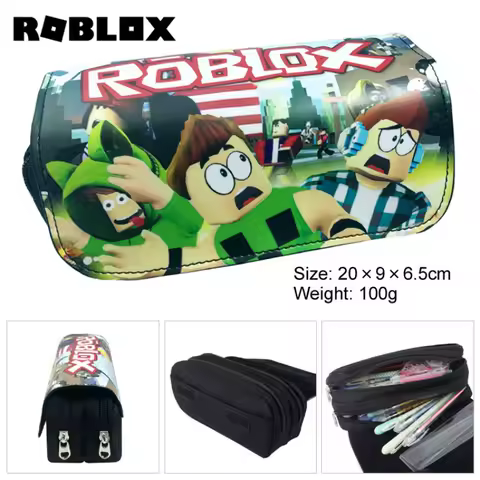New Roblox Game Creative Peripherals Cute Pencil Case Student Large Capacity Double Zipper Stationery Case Pencil Case Wallet