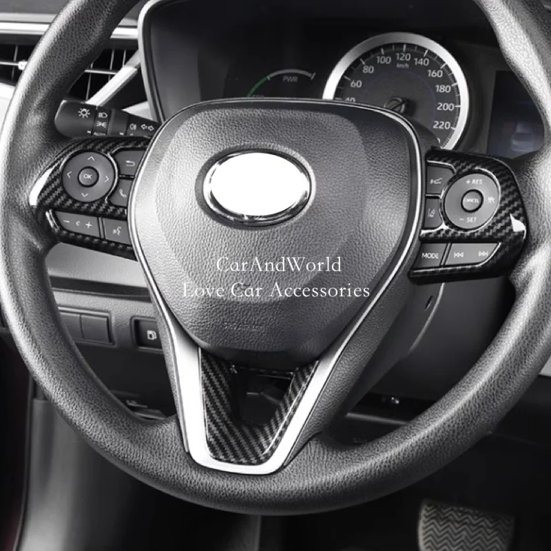 

Interior Steering Wheel Button Frame Cover Trims Carbon Fibre Sticker For Toyota Corolla 2019-2025 Car-Styling Accessories