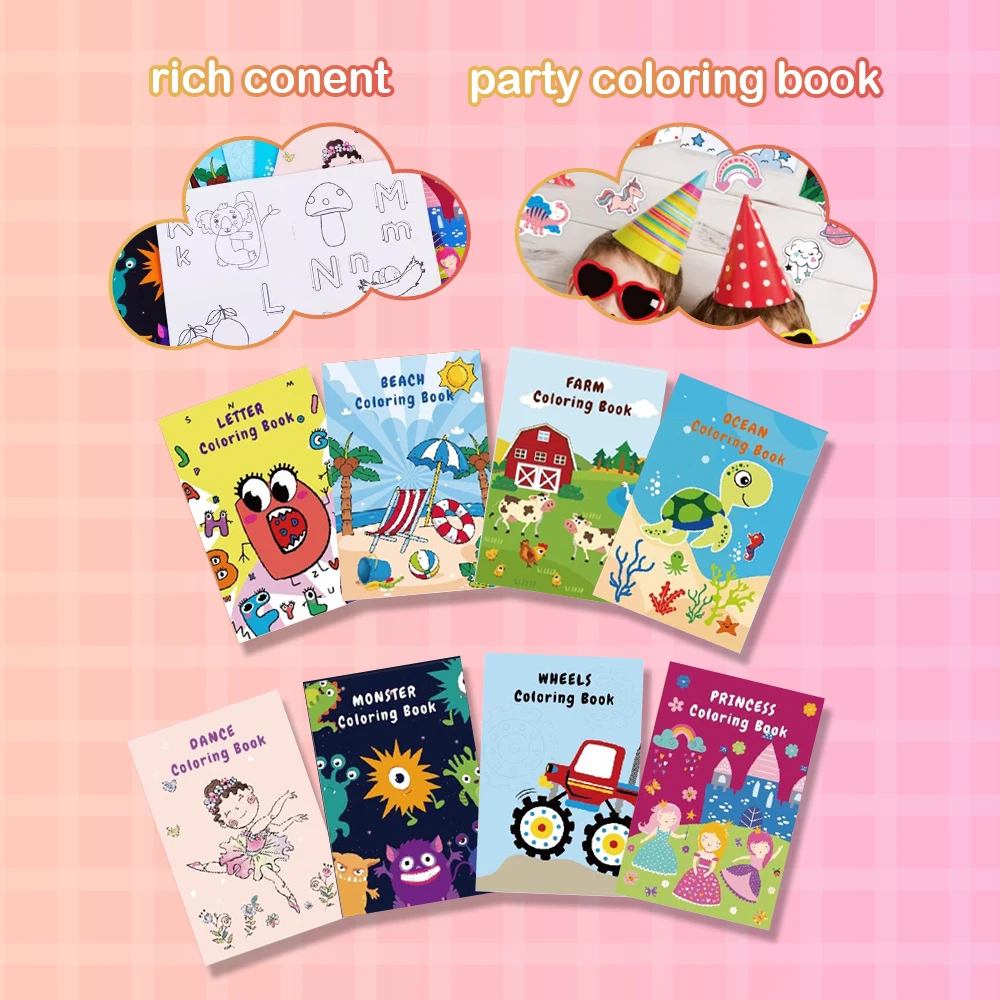 Kit 8pcs Children Coloring Book for Kids Drawing