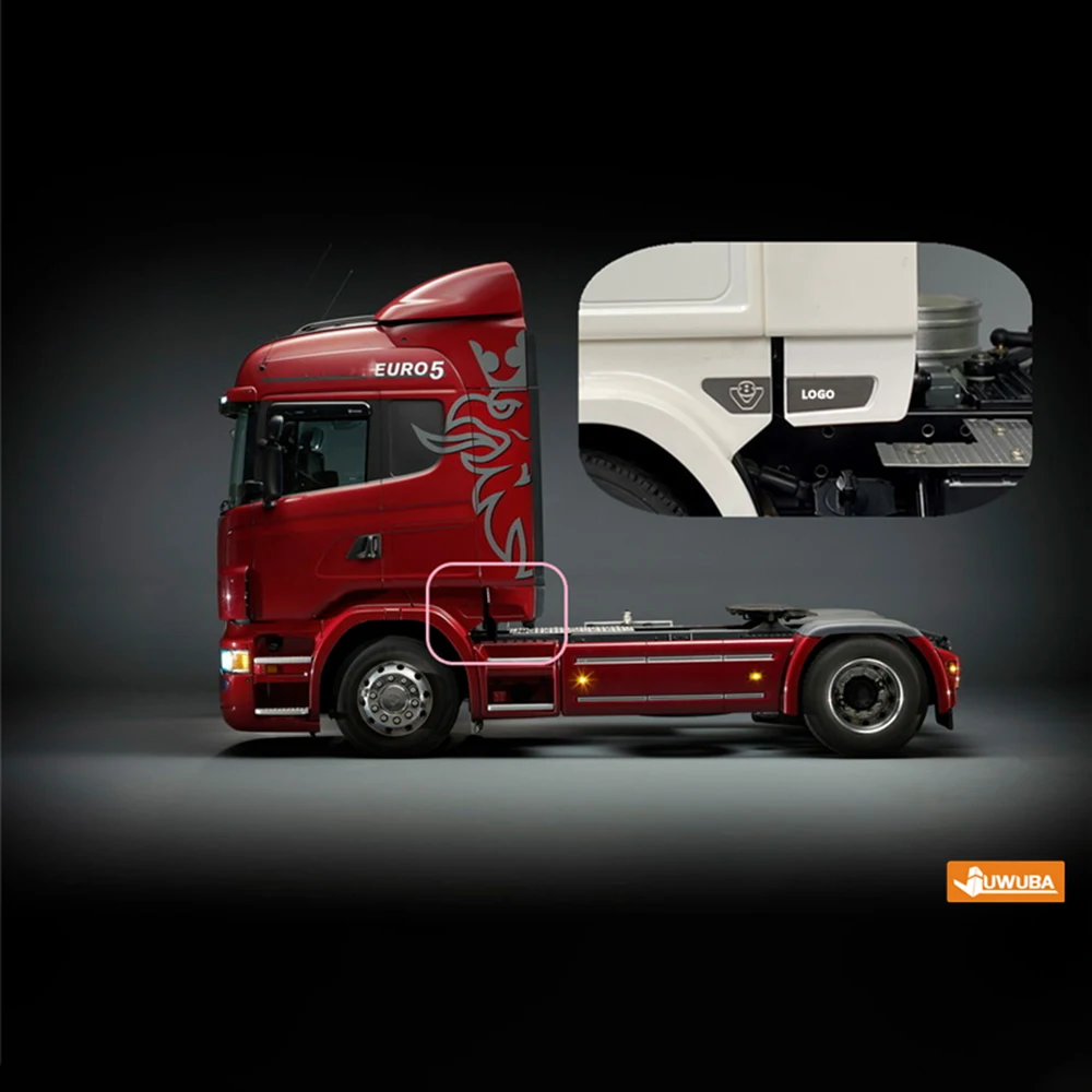 2pcs 1:14th Scale Simulation Spoiler with Metal Sticker for Tamiya RC Truck Tipper SCANIA R620 R470 R730 R560 Car DIY Parts Toys