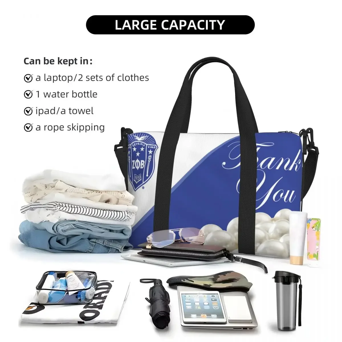 Bolso de mano personalizado Zeta Phi Beta Sorority para mujer, bolso de viaje de hombro con letra griega de gran capacidad 1920 para gimnasio y playa