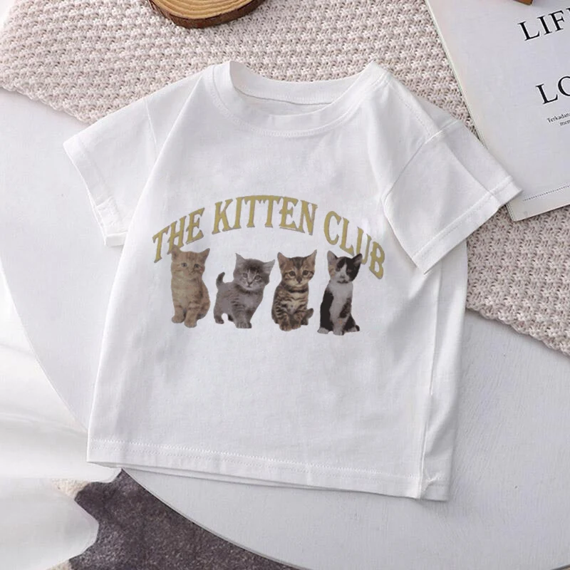 Cat Baby T Shirt Cartoon Baby Kids Boys Girls Children Retro Y2k Short Sleeves Clothing Childrens T-Shirt Tee Toddler Clothes