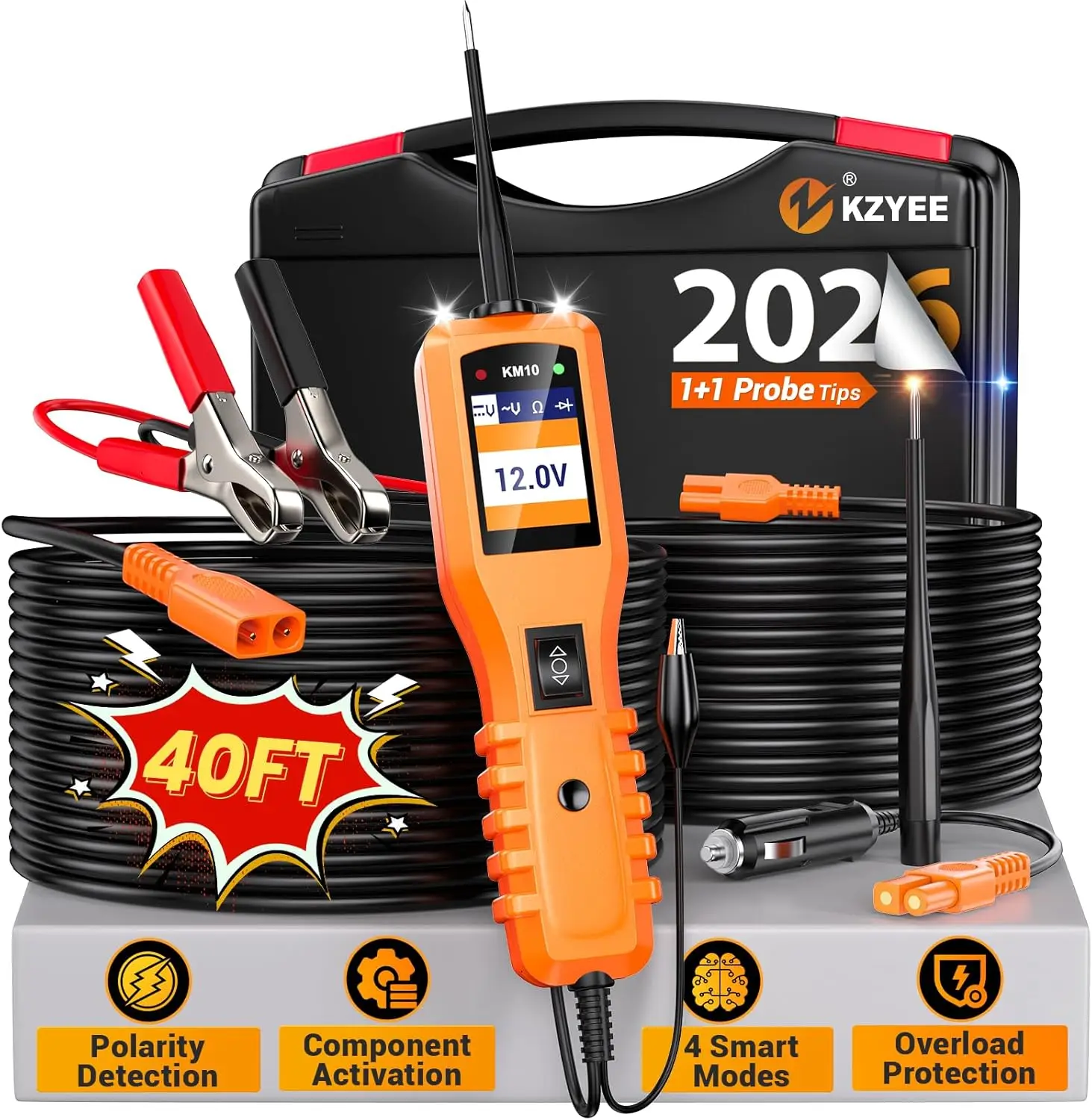 

12V/24V Automotive Circuit Tester Kit with Digital Multimeter, Short Finder & 40FT Cable for Cars, Trucks, Motorcycles