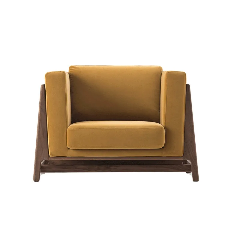Solid wood frame fabric removable and washable multi-color Japanese-style wabi-sabi original design sofa