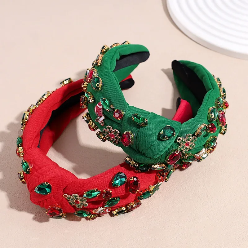 عيد الميلاد لامعة الزجاج الماس مزاجه عقال بسيط تنوعا عطلة إكسسوارات الشعر رباط شعر