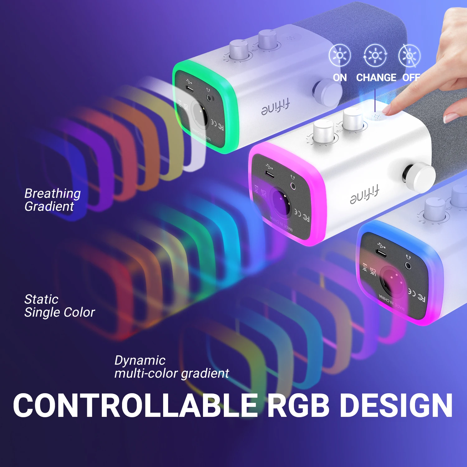 FIFINE XLR/USB 다이나믹 마이크헤드폰 잭/RGB/음소거 포함,스트리밍 게임 녹화... - 3