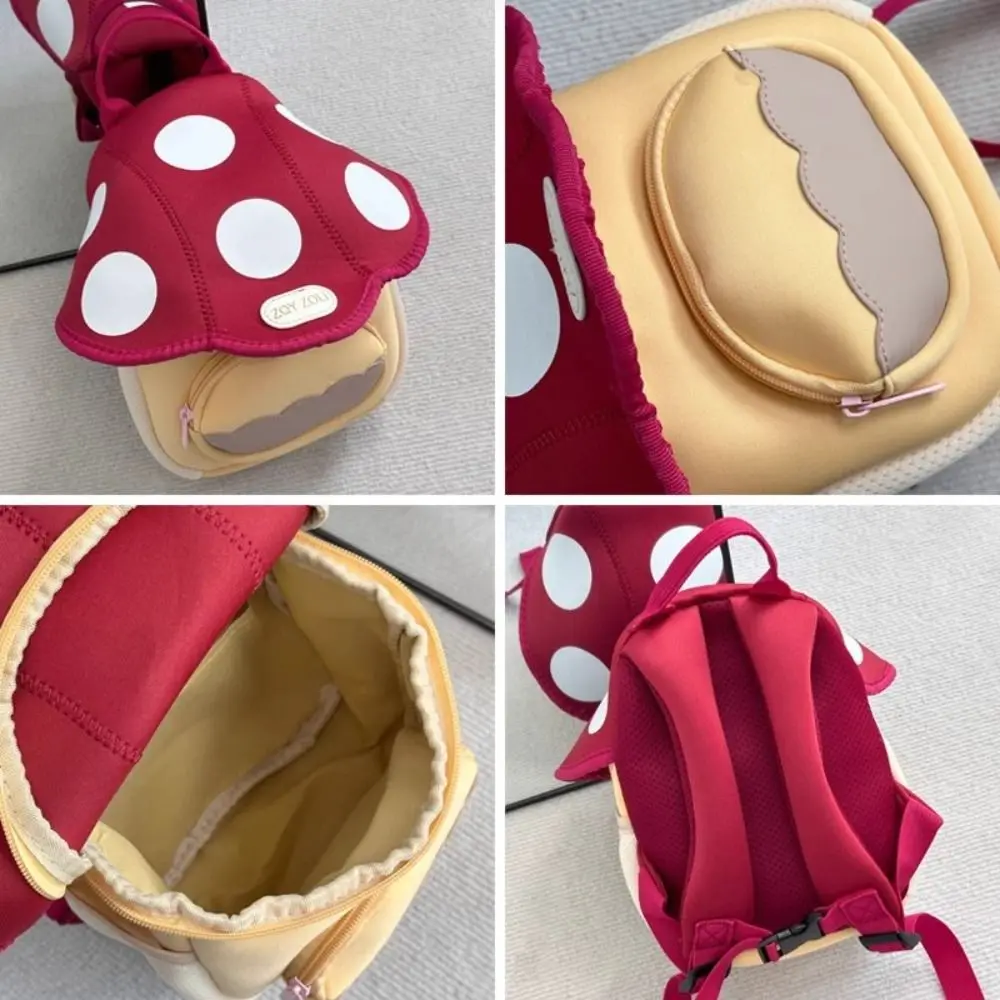 Double Shoulder Mushroom Backpack Large Capacity Schoolbag Kindergarten Backpack Korean Style Cartoon Student School Bag Toddler