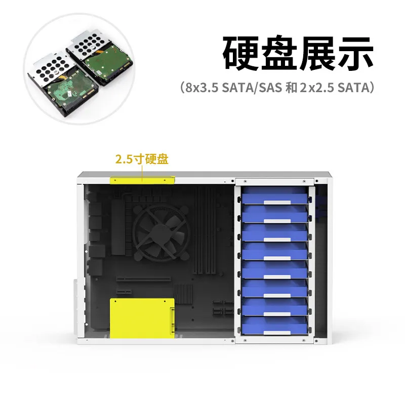 B10 10-bay NAS Case with ATX Large Power Supply - view 5