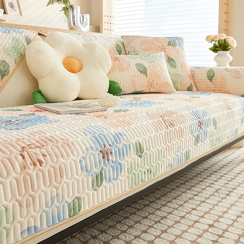 Summer Universal Non-slip Sofa Mat Ice Silk Sofa Cover Cool Feeling Mat Cushion Sofa Towel Couch Slipcovers for Living Room Home