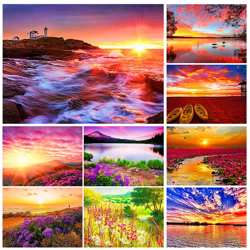 landscape 5D Diamond painting Sunset Clouds Diamond Mosaic Full Drill Diamond Embroidery DIY Rhinestones PaintingKits