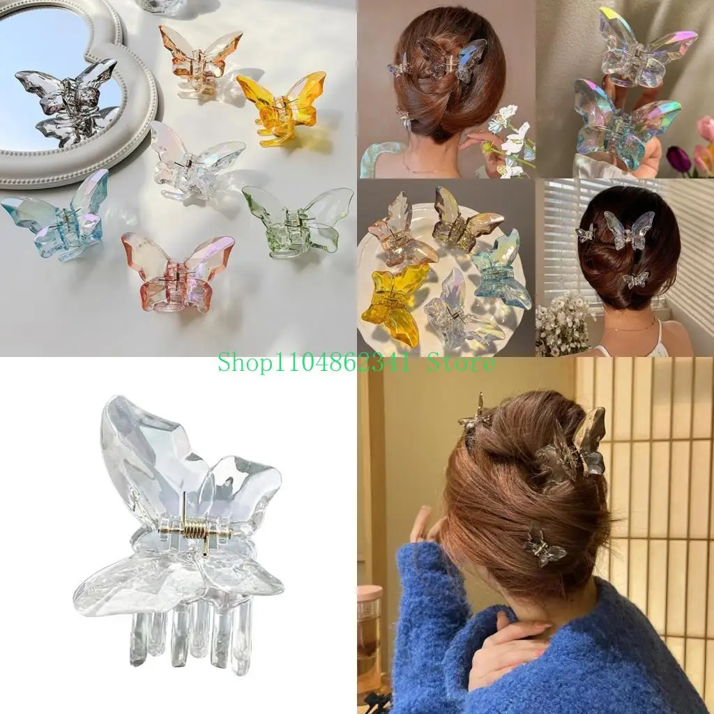 5ASD 귀여운 나비 모양 머리카락 발톱 우아한 턱 헤어 핀을위한 여자 소녀 섭취
