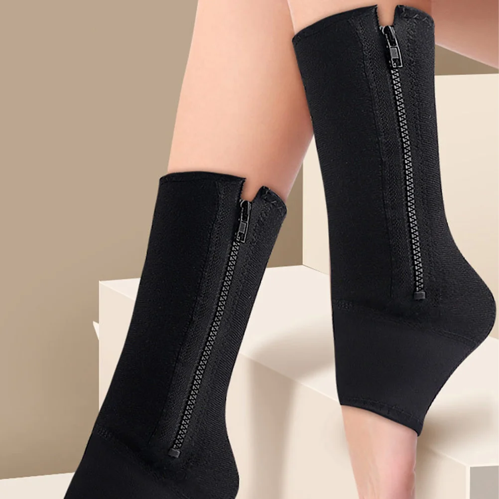 

2 Pcs Sports Ankle Guard Leg Sock Cover Zipper Foot Socks Fixed 2pcs (Black) Sleeve Protector Protective Brace for Women