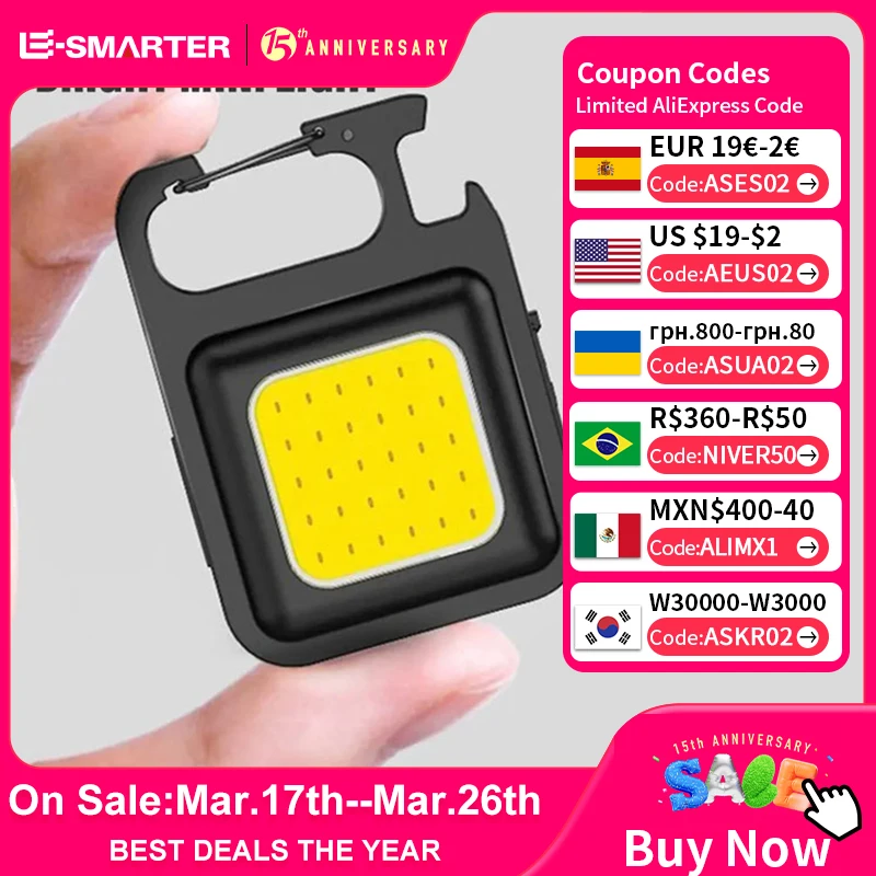 Super Bright Keychain Flashlight Mini COB Portable Work Light USB Rechargeable Outdoor Camping Fishing Pocket Lamps With Magnet