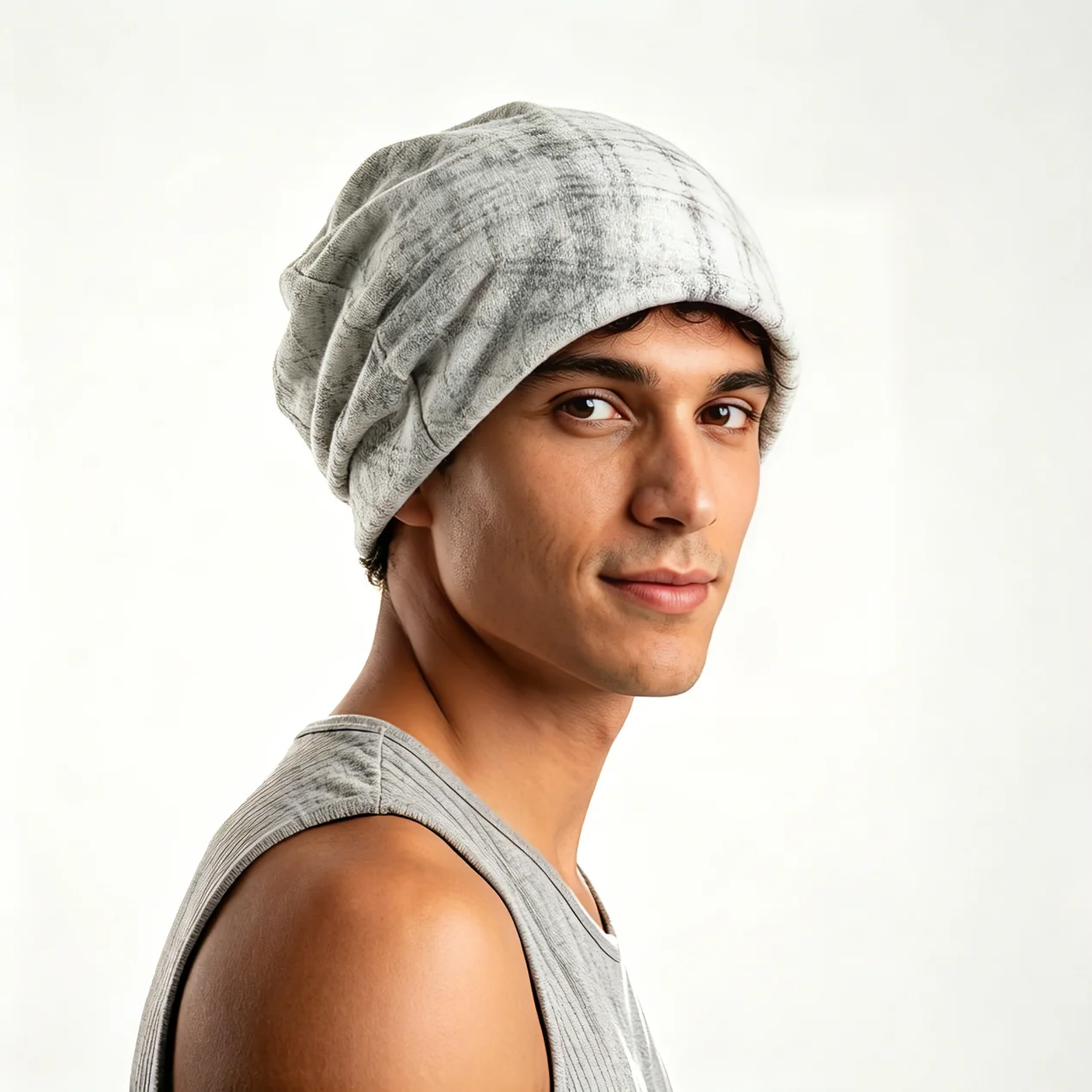 Women Double Layer Mesh Beanie Plaid Print Distressed Frayed Slouchy Hat Uni'sexni Spring Summer Lightweight Breathable Mesh Cap