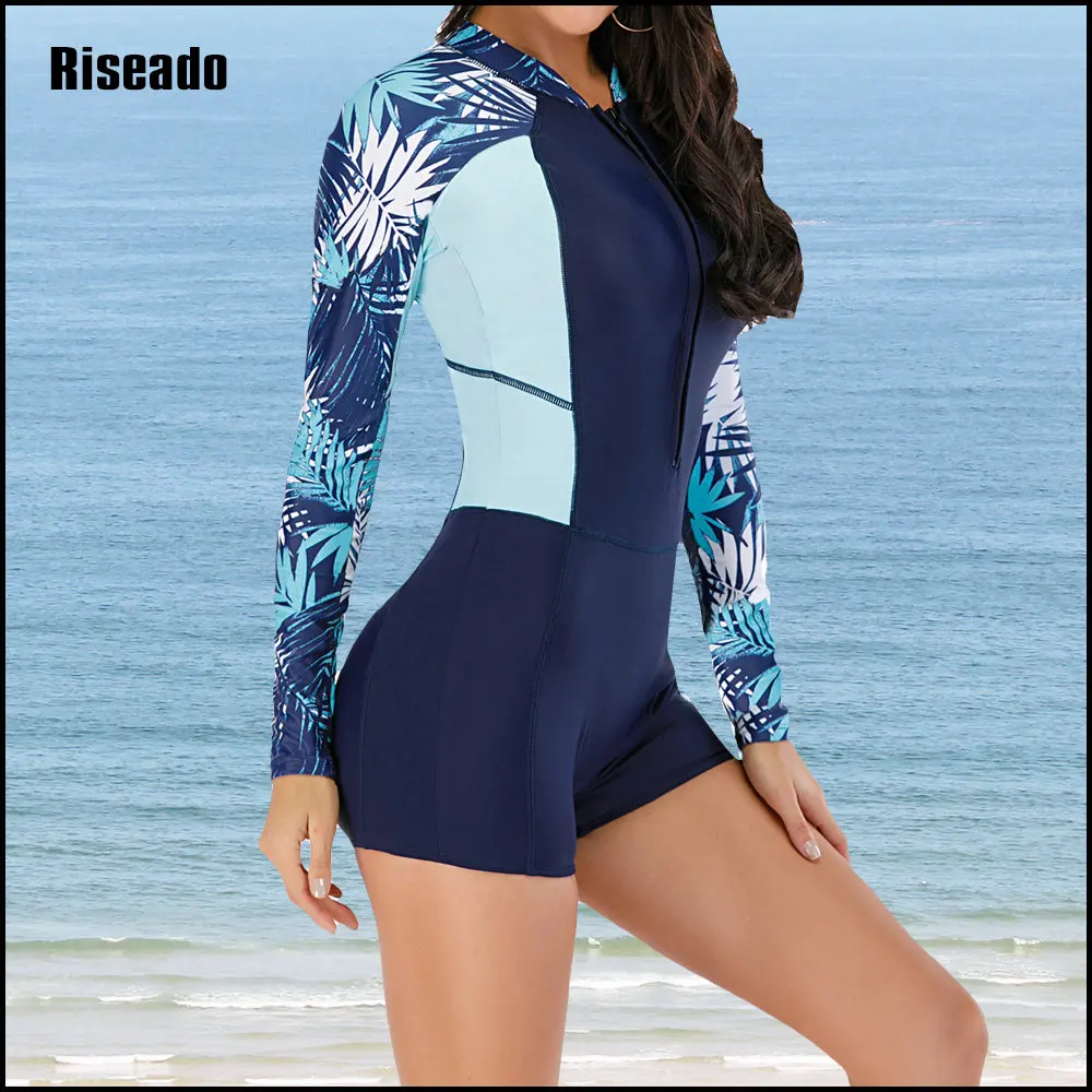 

Sport Swim Suits for Women Rashguard Surfing Swimsuits One-piece Swimwear Long Sleeved Beachwear Boyleg (UPF 50+) Plus Size