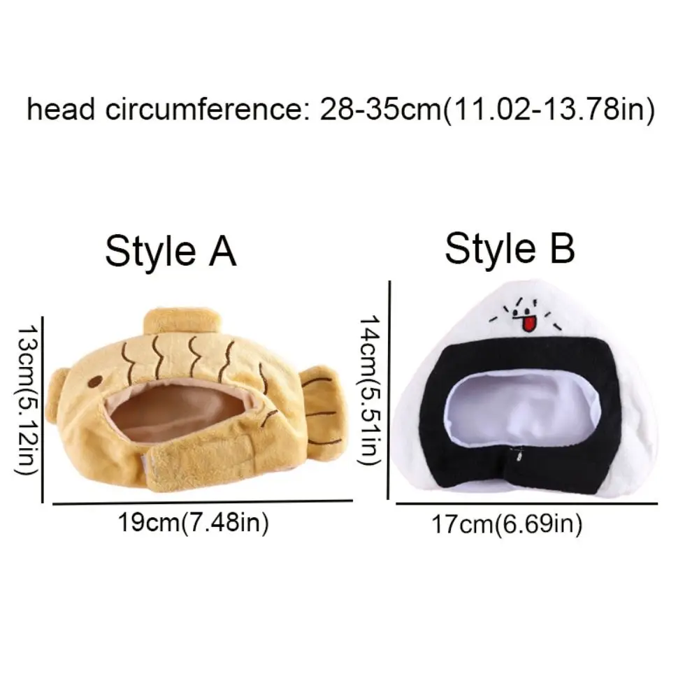 Creative Japanese Style Taiyaki Head Cover Soft Cartoon Cat Headgear Comfortable Snapper Pet Hat Christmas