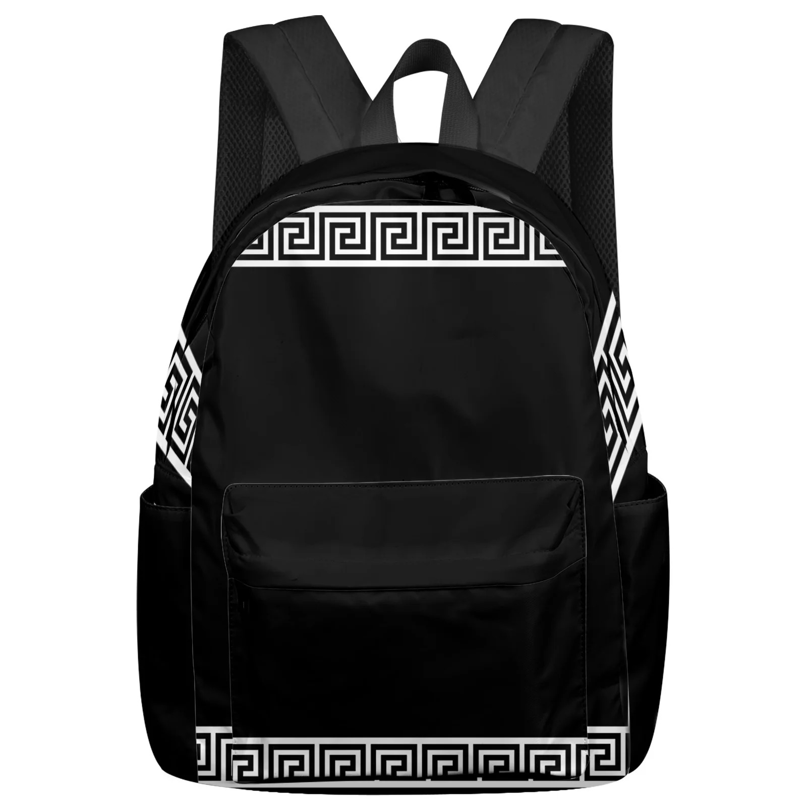 Black Simple Chinese Geometric Women Man Backpacks Waterproof Travel School Backpack For Student Boys Girls Laptop Bags Mochilas